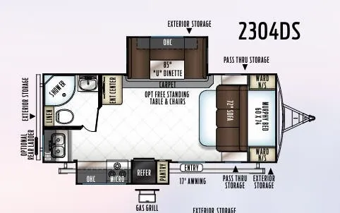 Forest River Rockwood Ultra Lite 2304DS floor plan