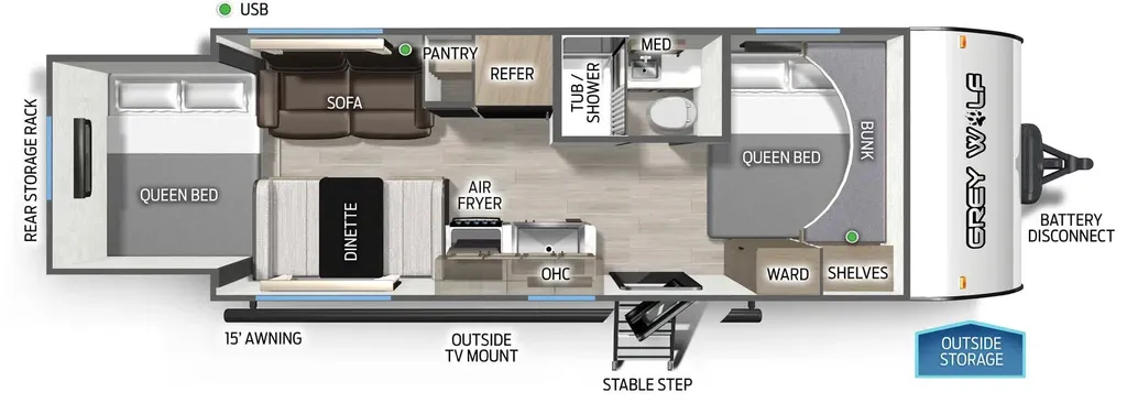 2026 Forest River Cherokee Grey Wolf 19SM floor plan