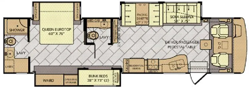 Fleetwood Bounder 36H floor plan