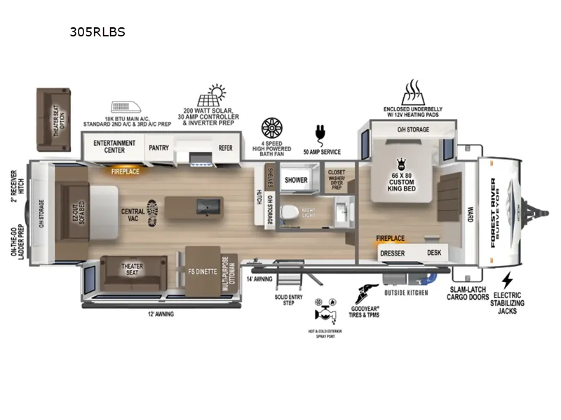 2026 Forest River Grand Surveyor 305RLBS floor plan