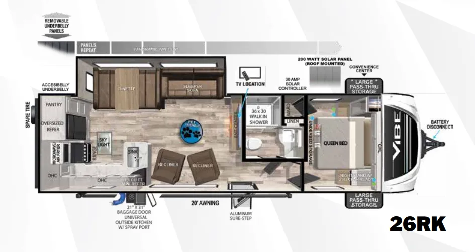 2024 Forest River Vibe 26RK - Floor plan