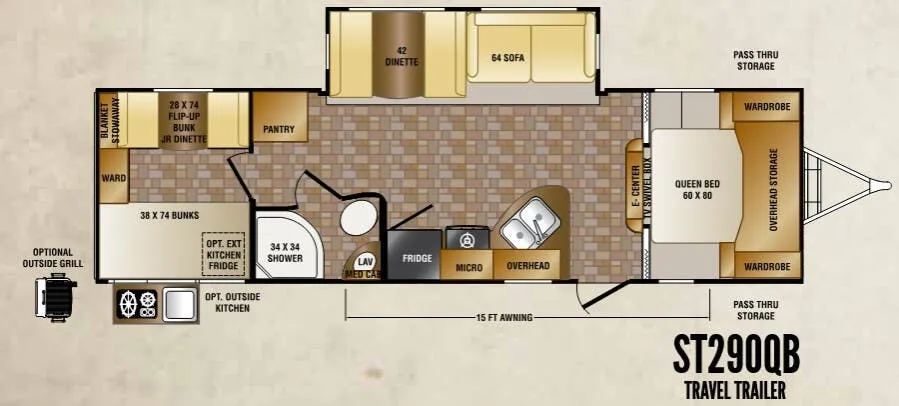CrossRoads Sunset Trail Super Lite ST290QB floor plan