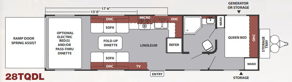 Forest River XLR Nitro 28TQDL floor plan