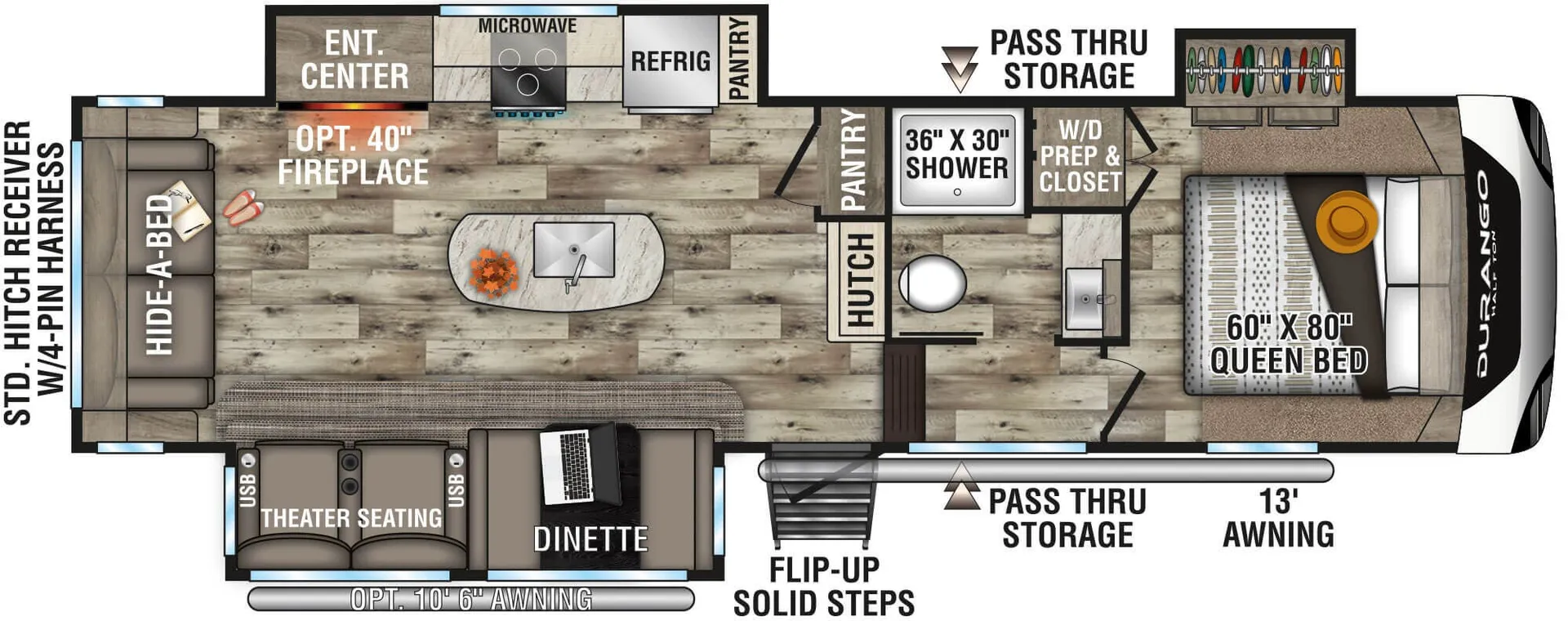 K-Z Durango Half-Ton D283RLT floor plan