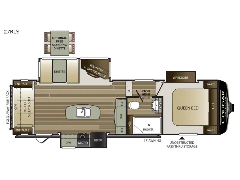 2018 Keystone RV Cougar Half-Ton Series 27RLS - Floor plan