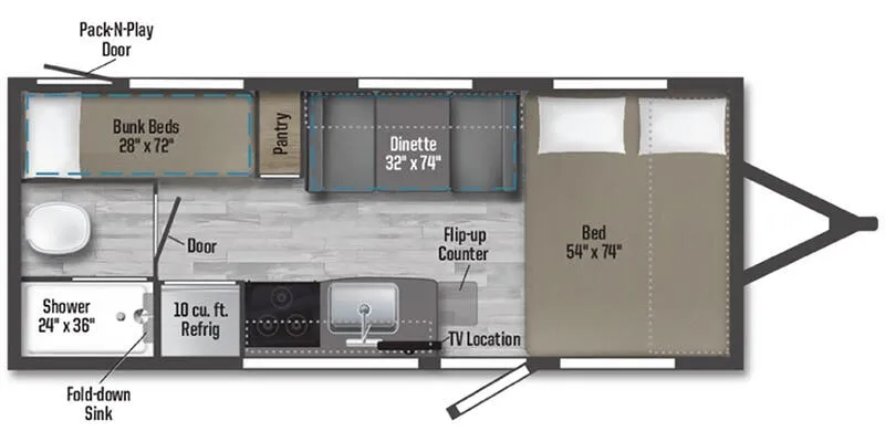 2025 Winnebago Micro Minnie 1800BH floor plan