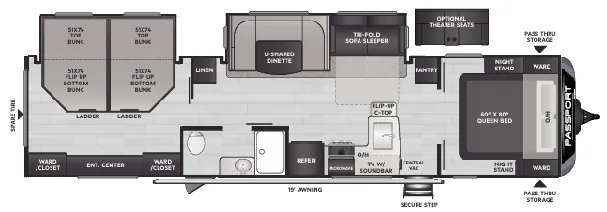 Keystone Passport 3401QD floor plan