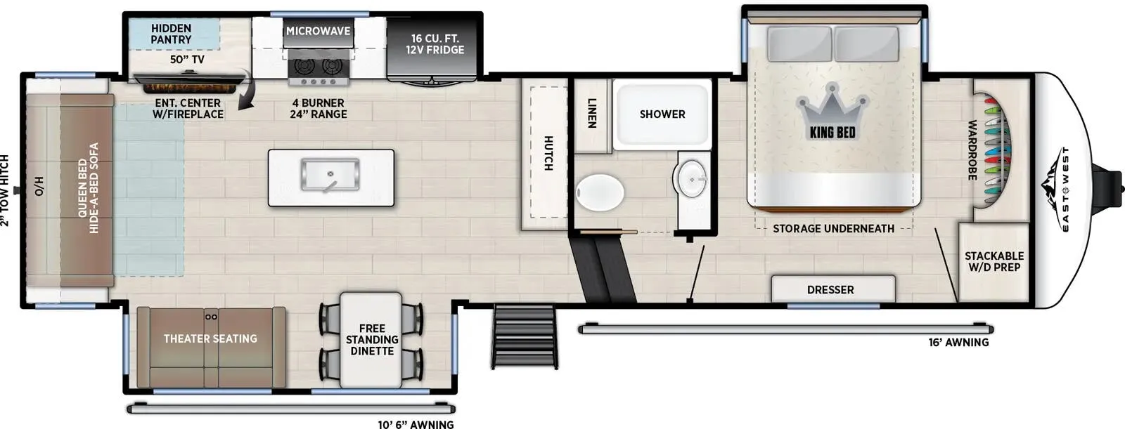 2026 East to West Tandara 295RL - Floor plan