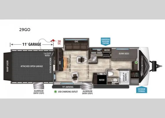 2021 Grand Design Momentum G-Class 29GO - Floor plan