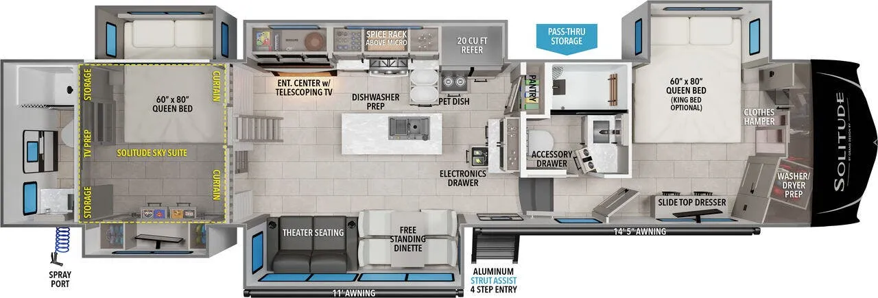 2025 Grand Design Solitude 391DL - Floor plan