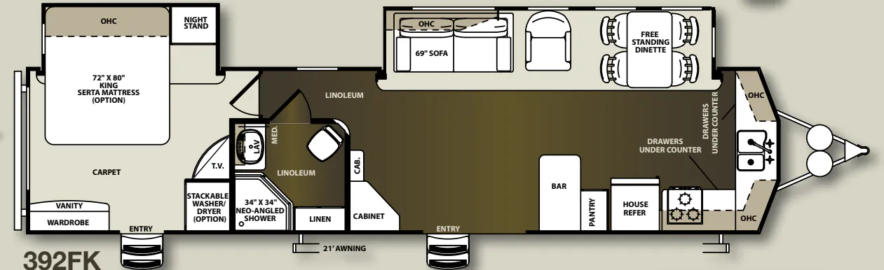 Forest River Sandpiper Destination 392FK floor plan