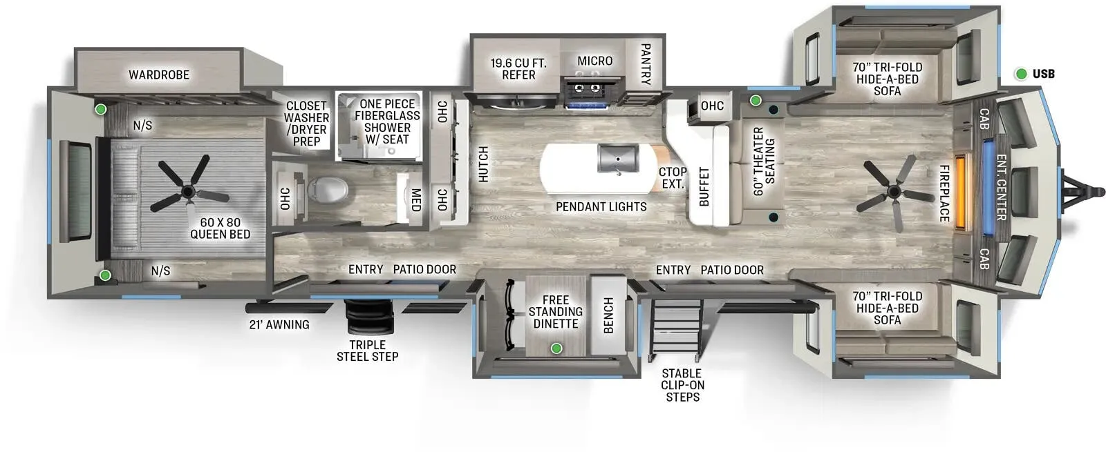 Forest River Sandpiper Destination 420FL floor plan