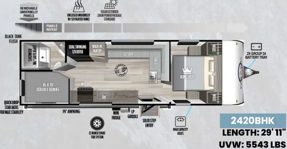 Forest River Ozark 2420BHK floor plan