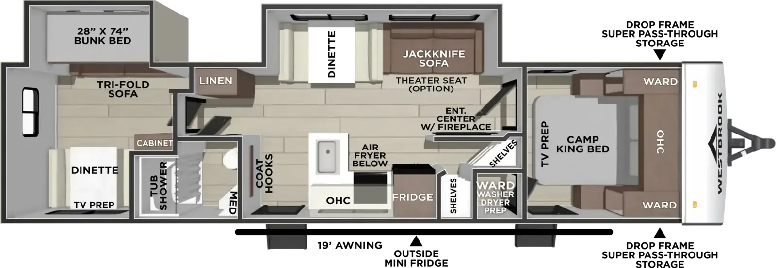 Forest River Westbrook Luxury 305DBLC floor plan