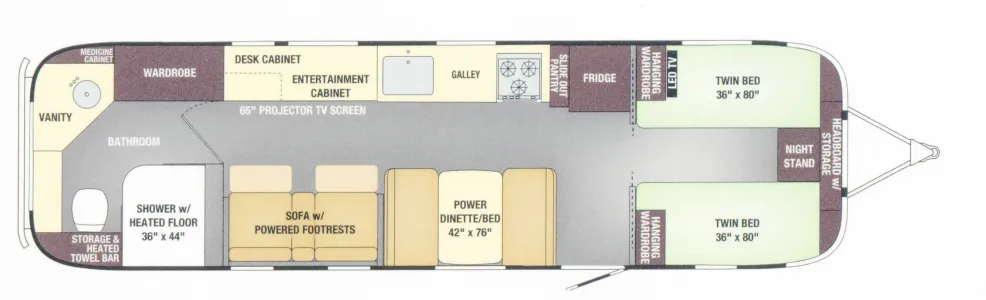 Airstream Classic 33 TWIN floor plan