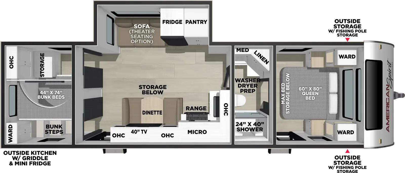 2027 Coachmen American Spirit 3070BH - Floor plan