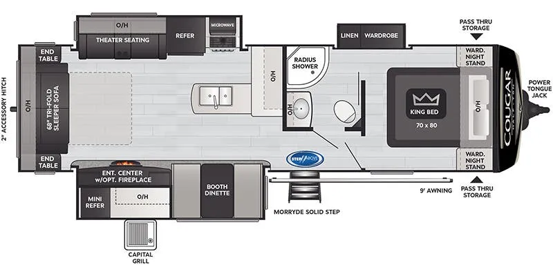 Keystone Cougar Half-Ton 29RLKWE floor plan
