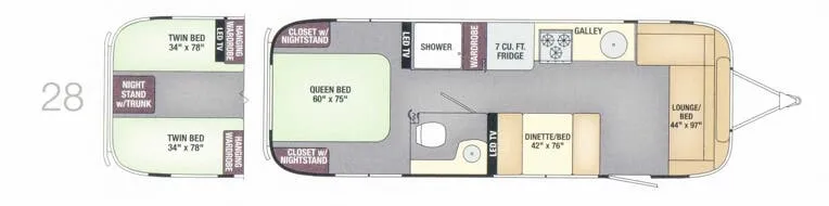 Airstream Flying Cloud 28 floor plan