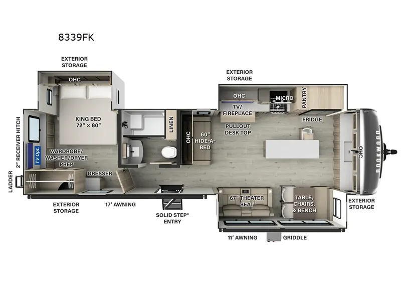 2025 Forest River Rockwood Signature 8339FK floor plan