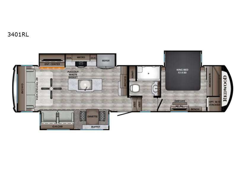 2021 CrossRoads Redwood 3401RL — Floor plan