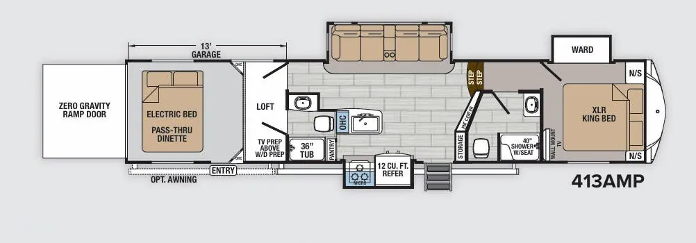 Forest River XLR Thunderbolt 413AMP floor plan