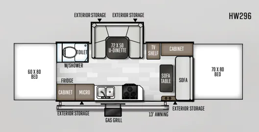 Forest River Rockwood High Wall HW296 floor plan