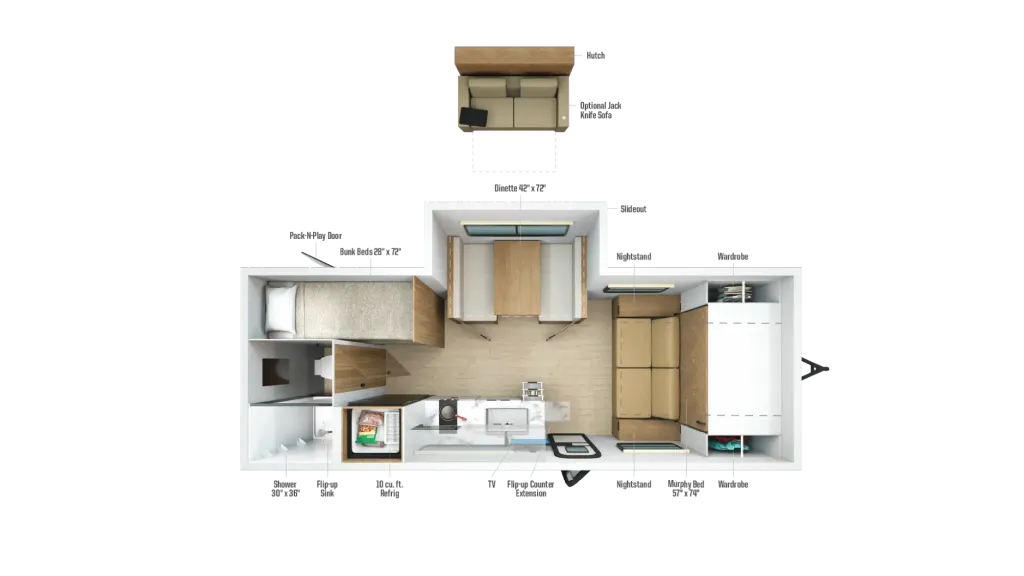 2026 Winnebago Micro Minnie 2200MBH floor plan