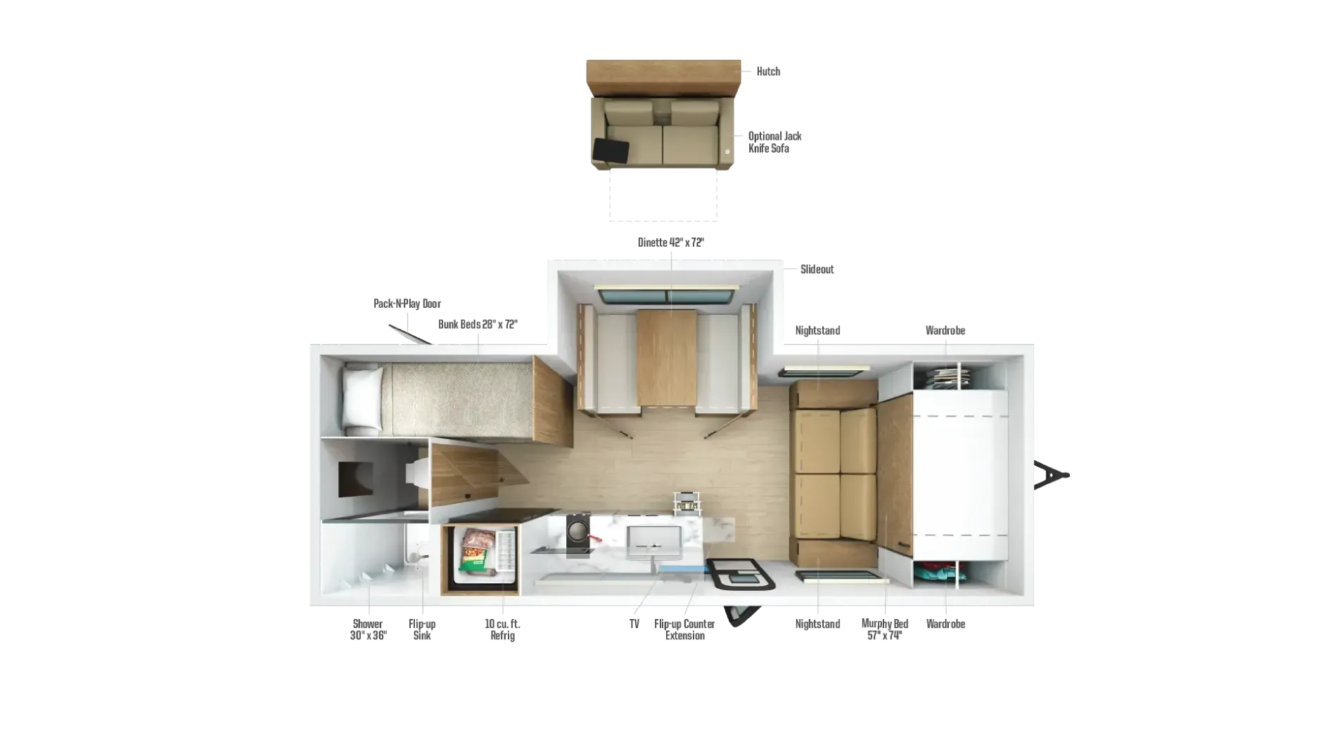 2026 Winnebago Micro Minnie 2200MBH - Floor plan