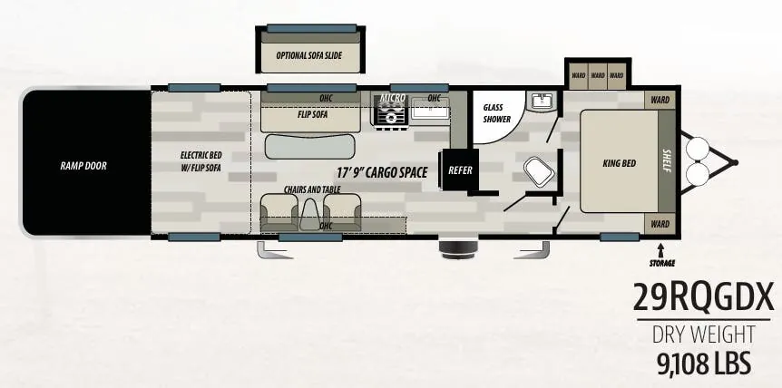 Forest River Shockwave 29RQGDX floor plan