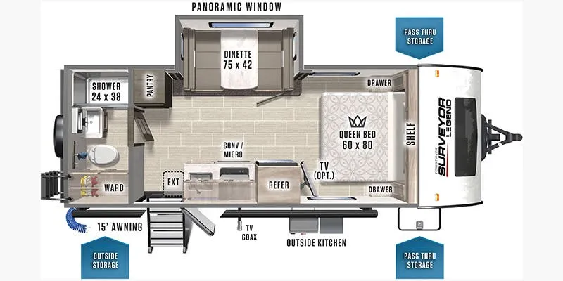 2020 Forest River Surveyor Legend 19RBLE - Floor plan