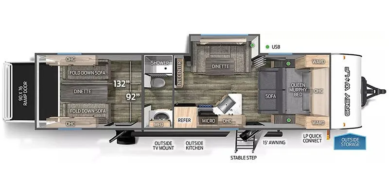 Forest River Cherokee Grey Wolf 27RR floor plan