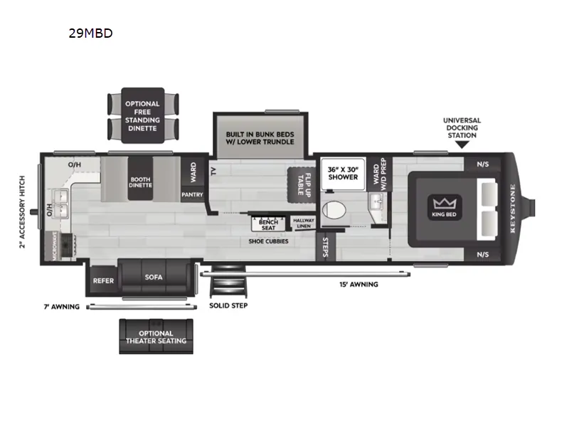 2026 Keystone Cougar Half-Ton 29MBD - Floor plan