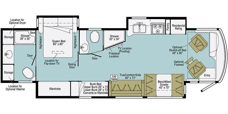 Winnebago Forza 38W floor plan