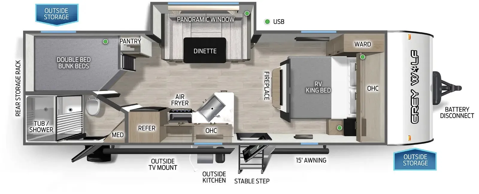 2027 Forest River Cherokee Grey Wolf Black Label 23DBHBL - Floor plan