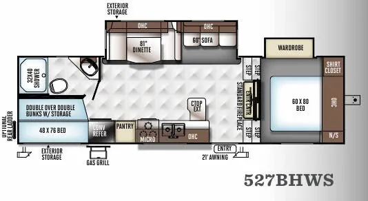 Forest River Flagstaff Super Lite 527BHWS floor plan