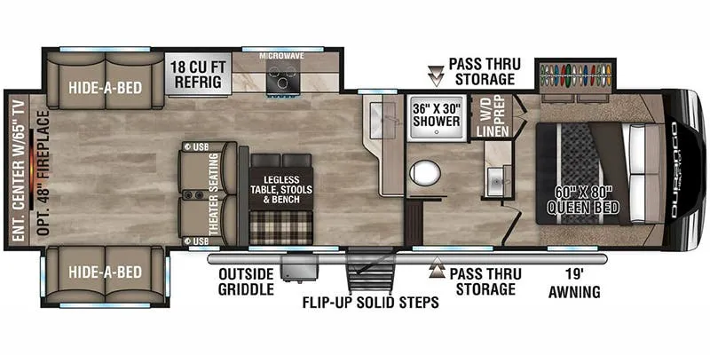 K-Z Durango Half-Ton D290RLT floor plan