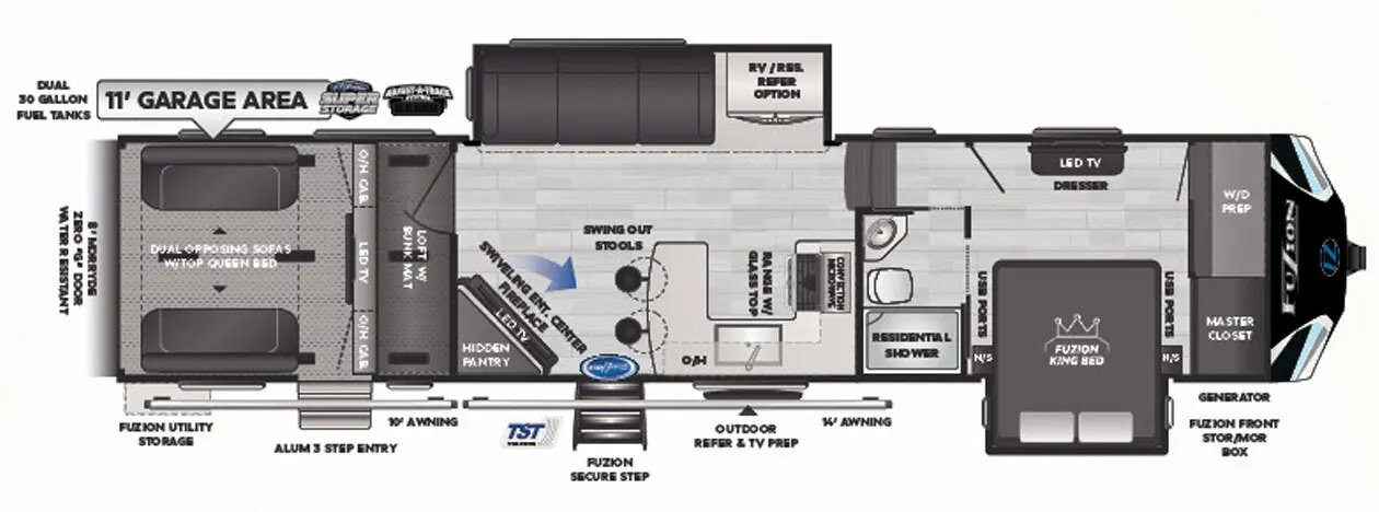 Keystone Fuzion 369 floor plan