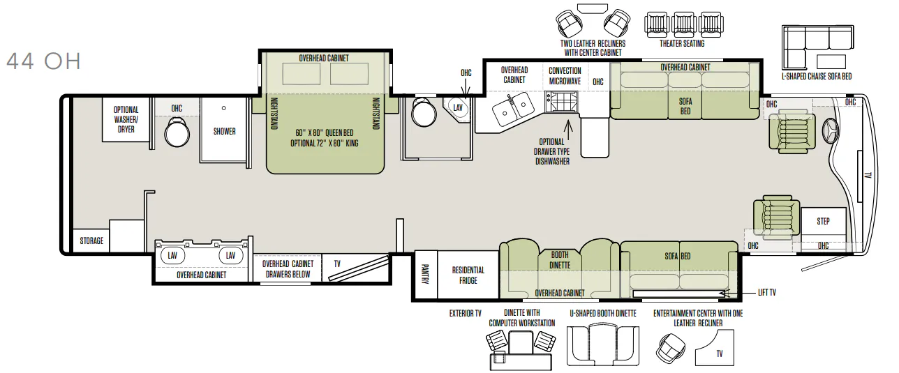 Tiffin Phaeton 44 OH floor plan