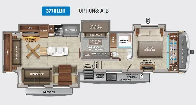 Jayco North Point 377RLBH floor plan