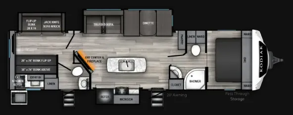 Dutchmen Kodiak Ultimate 3420BHTS floor plan