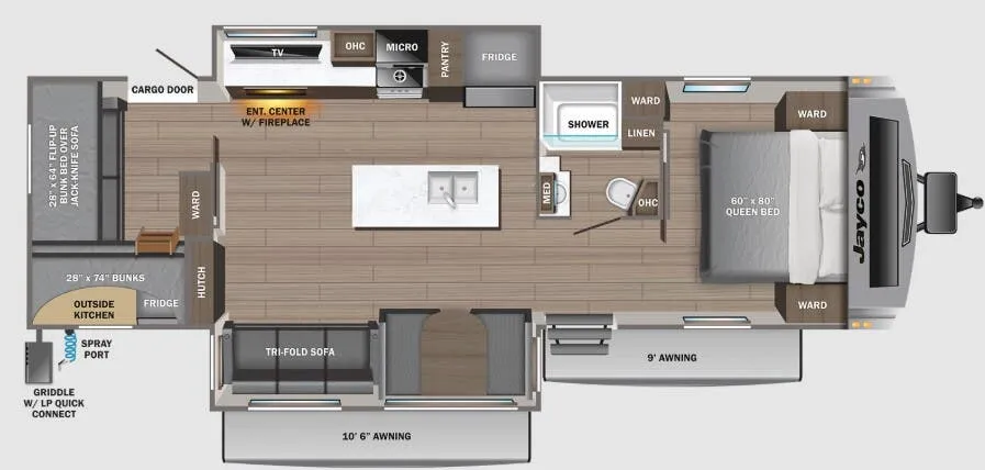 Jayco White Hawk 32QBH floor plan