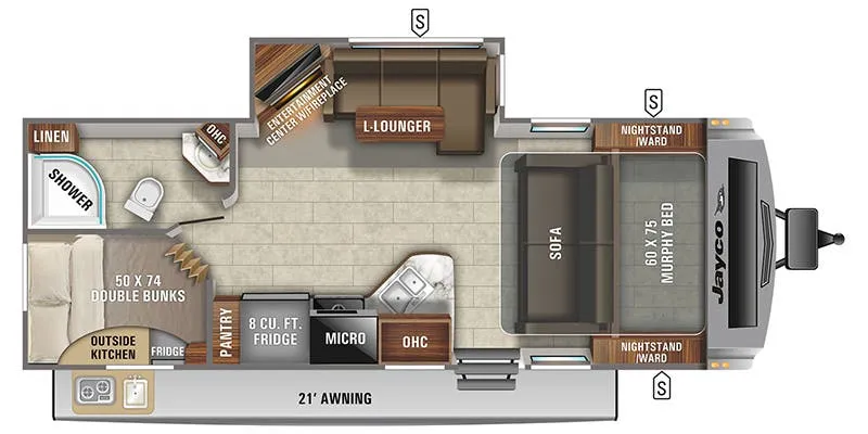 2021 Jayco White Hawk 24MBH - Floor plan