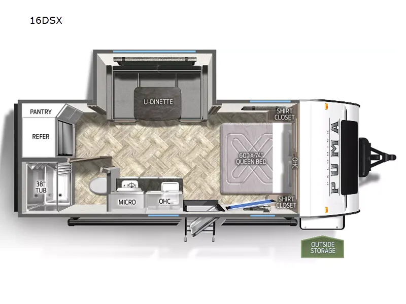 2023 Palomino Puma Ultra Lite 16DSX floor plan
