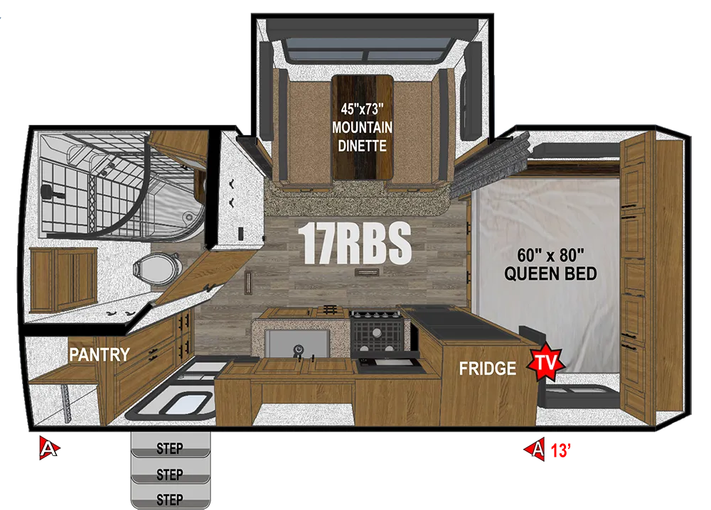 2026 Outdoors Rv CREEK SIDE 17RBS T floor plan