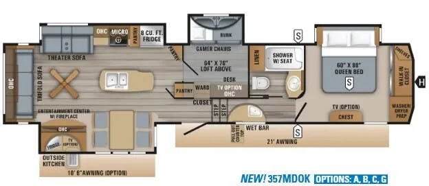 2019 Jayco Eagle 357MDOK — Floor plan