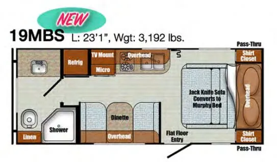 Gulf Stream Vintage Cruiser 19MBS floor plan