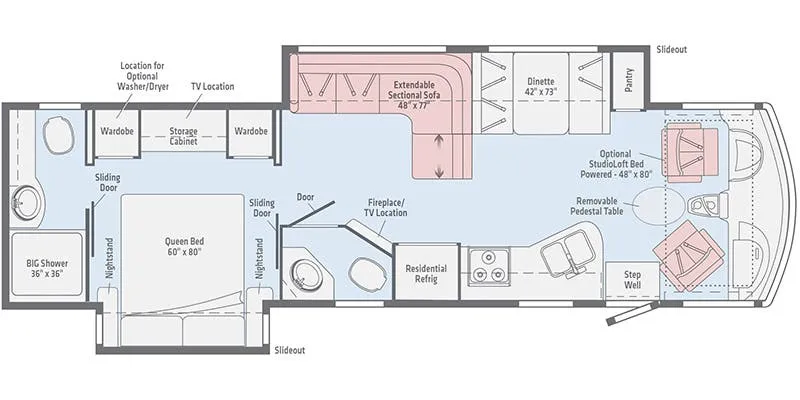 2021 Winnebago Adventurer 35F - Floor plan