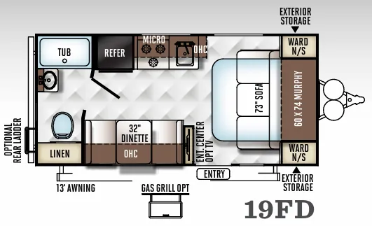 Forest River Flagstaff Micro Lite 19FD floor plan