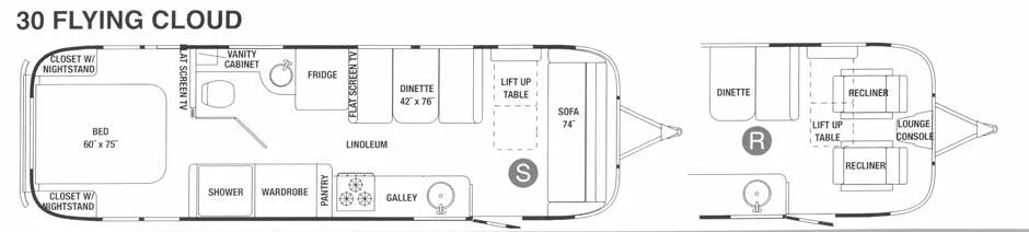 Airstream Flying Cloud 30 floor plan