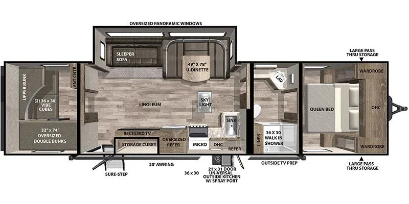 2021 Forest River Vibe 28BH - Floor plan